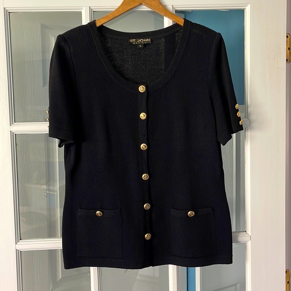 St John Basics Knit Black Top Size 14